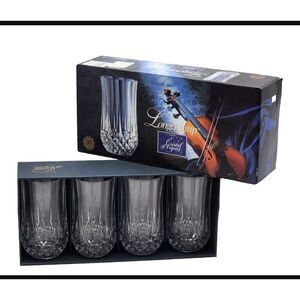 Cristal d'Arques Longchamp 24% Lead Crystal Tumblers Hi-ball Glasses Set Of 4.